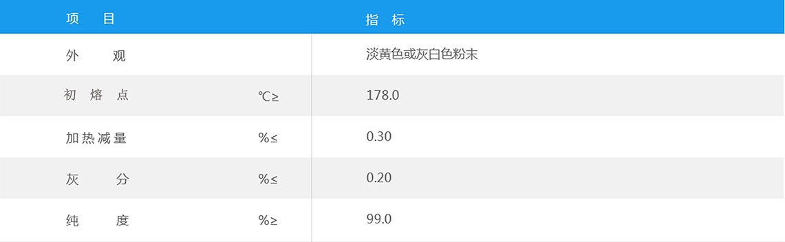 医药中间体MBTS质量指标